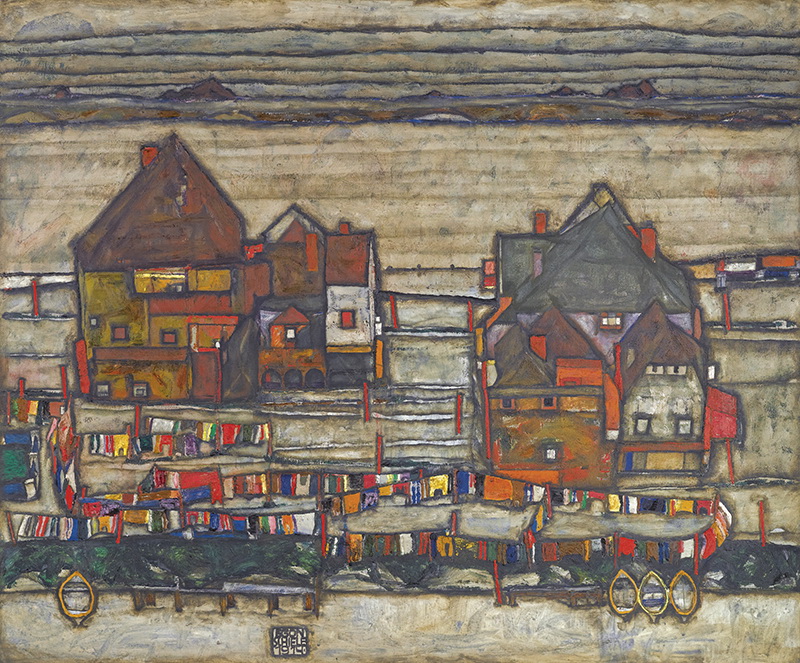 A024049 《带洗衣房（塞堡）》奥地利画家埃贡·席勒高清作品 奥地利-第1张