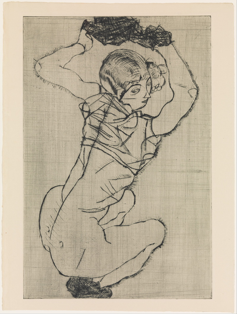 A024059 《蹲着的女人》奥地利画家埃贡·席勒高清作品 奥地利-第1张