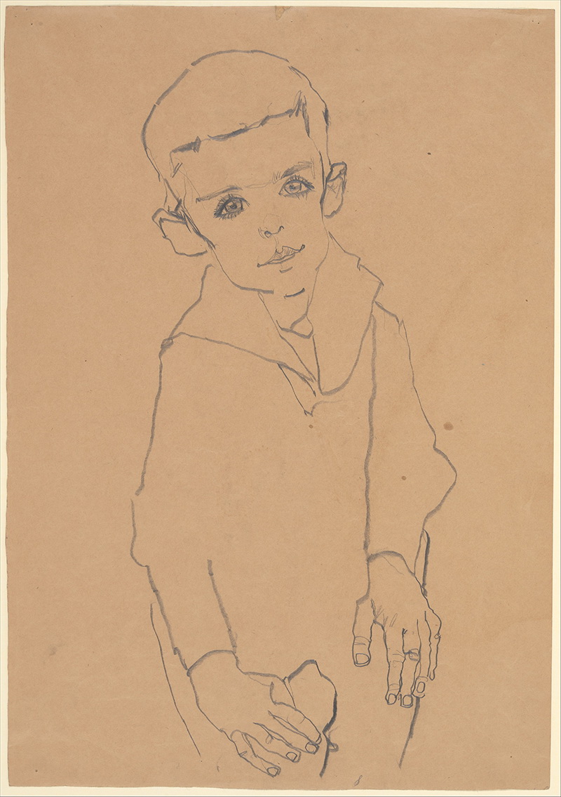 A024069 《小男孩素描》奥地利画家埃贡·席勒高清作品 奥地利-第1张