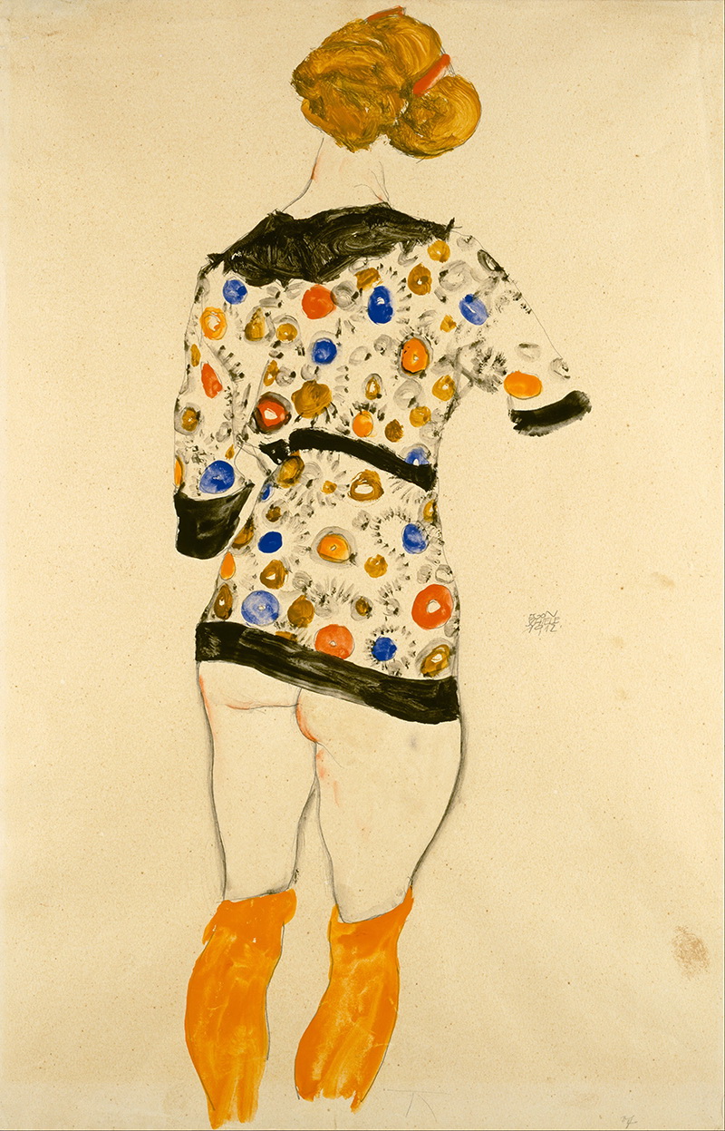 A024070 《黄色丝袜的背影》奥地利画家埃贡·席勒高清作品 奥地利-第1张
