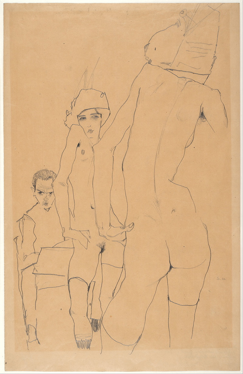 A024079 《镜子前裸体模特》奥地利画家埃贡·席勒高清作品 奥地利-第1张