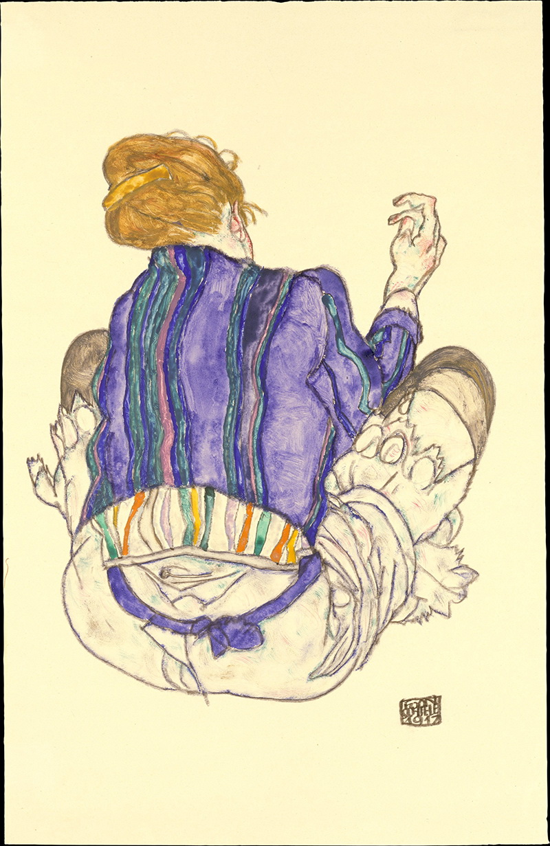 A024081 《坐在地上的妇女》奥地利画家埃贡·席勒高清作品 奥地利-第1张