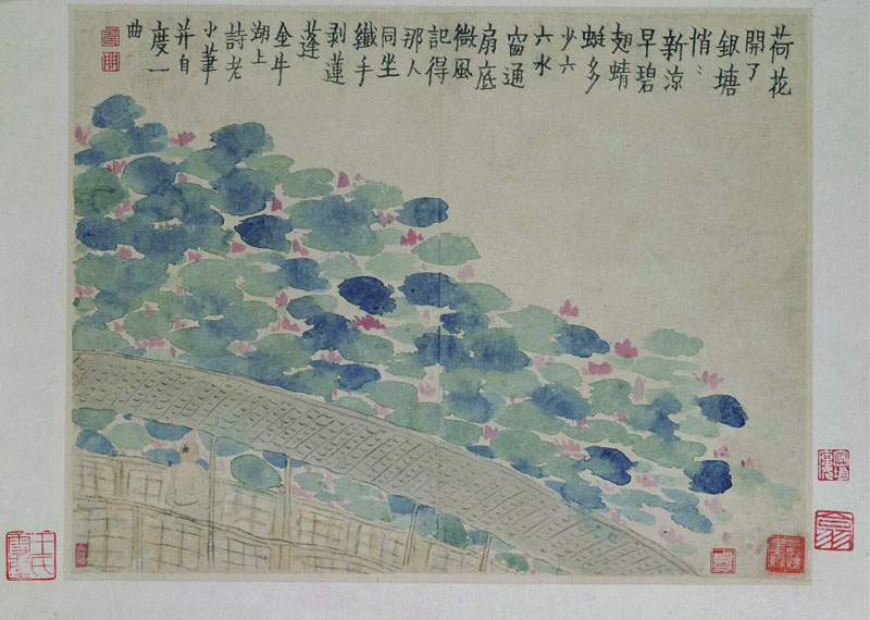 B2044065《人物山水图第十开·荷花开了》清代画家金农高清作品 清代-第1张