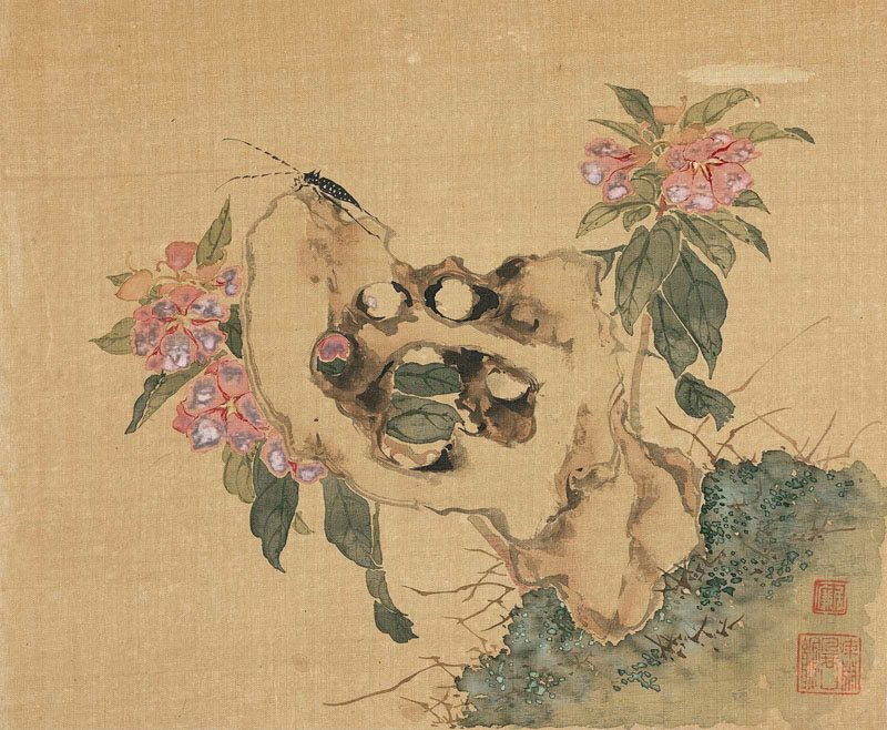 B2047004《花卉奇石十二开之四》清代画家居廉高清作品 清代-第1张