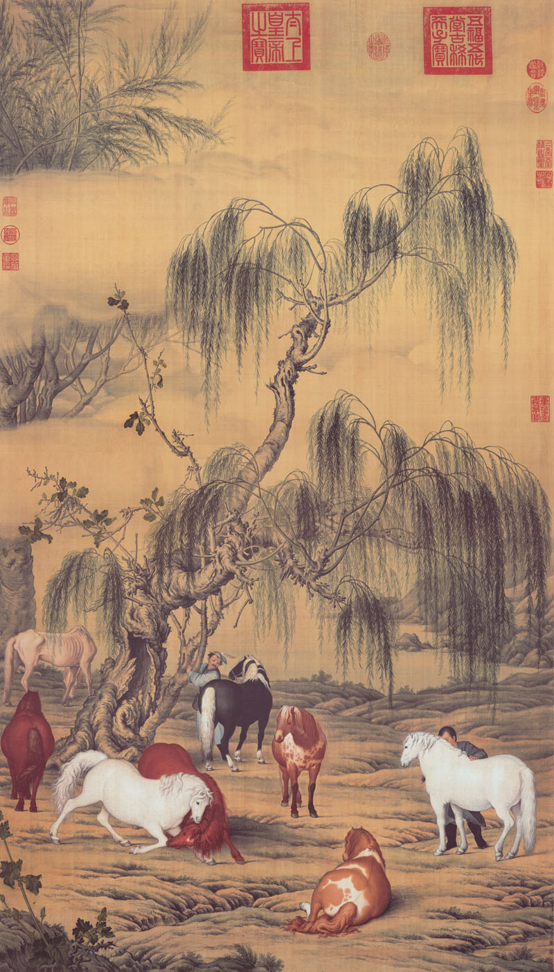 B2049055《八骏图》清代画家郎世宁高清作品 清代-第1张