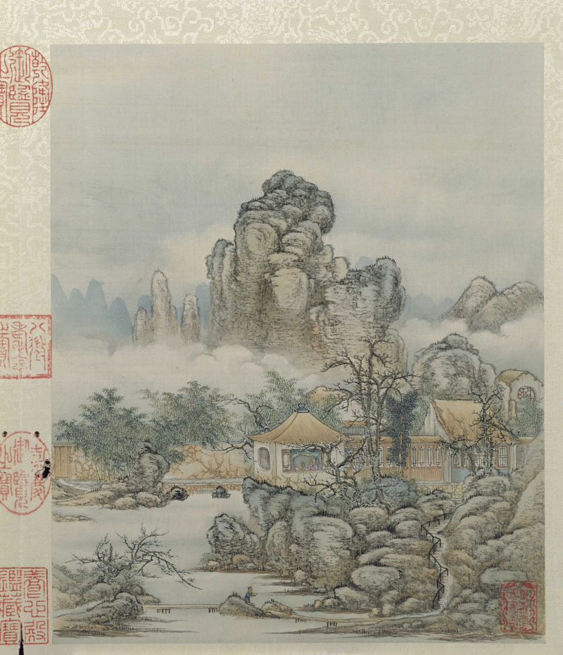 B2051002《山水楼阁图册之二》清代画家陈枚高清作品 清代-第1张