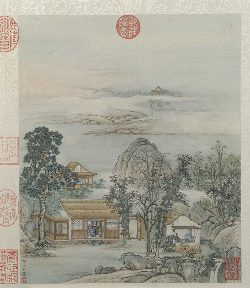 B2051004《山水楼阁图册之四》清代画家陈枚高清作品 清代-第1张