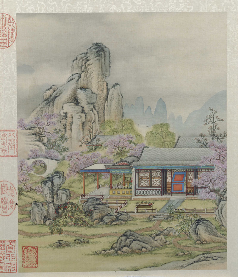 B2051005《山水楼阁图册之五》清代画家陈枚高清作品 清代-第1张