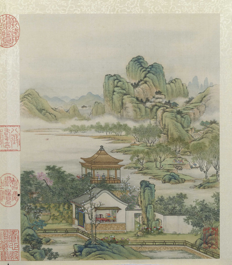 B2051006《山水楼阁图册之六》清代画家陈枚高清作品 清代-第1张