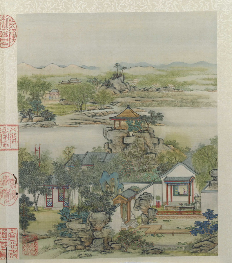 B2051007《山水楼阁图册之七》清代画家陈枚高清作品 清代-第1张