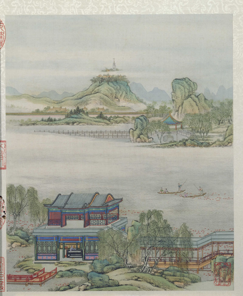 B2051010《山水楼阁图册之十》清代画家陈枚高清作品 清代-第1张