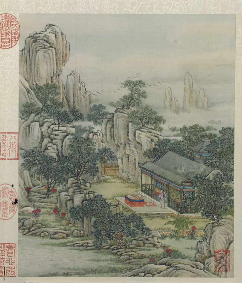 B2051011《山水楼阁图册之十一》清代画家陈枚高清作品 清代-第1张