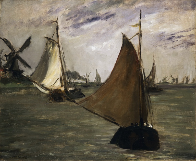 A019067《海上的帆船》法国画家爱德华·马奈高清作品 油画-第1张