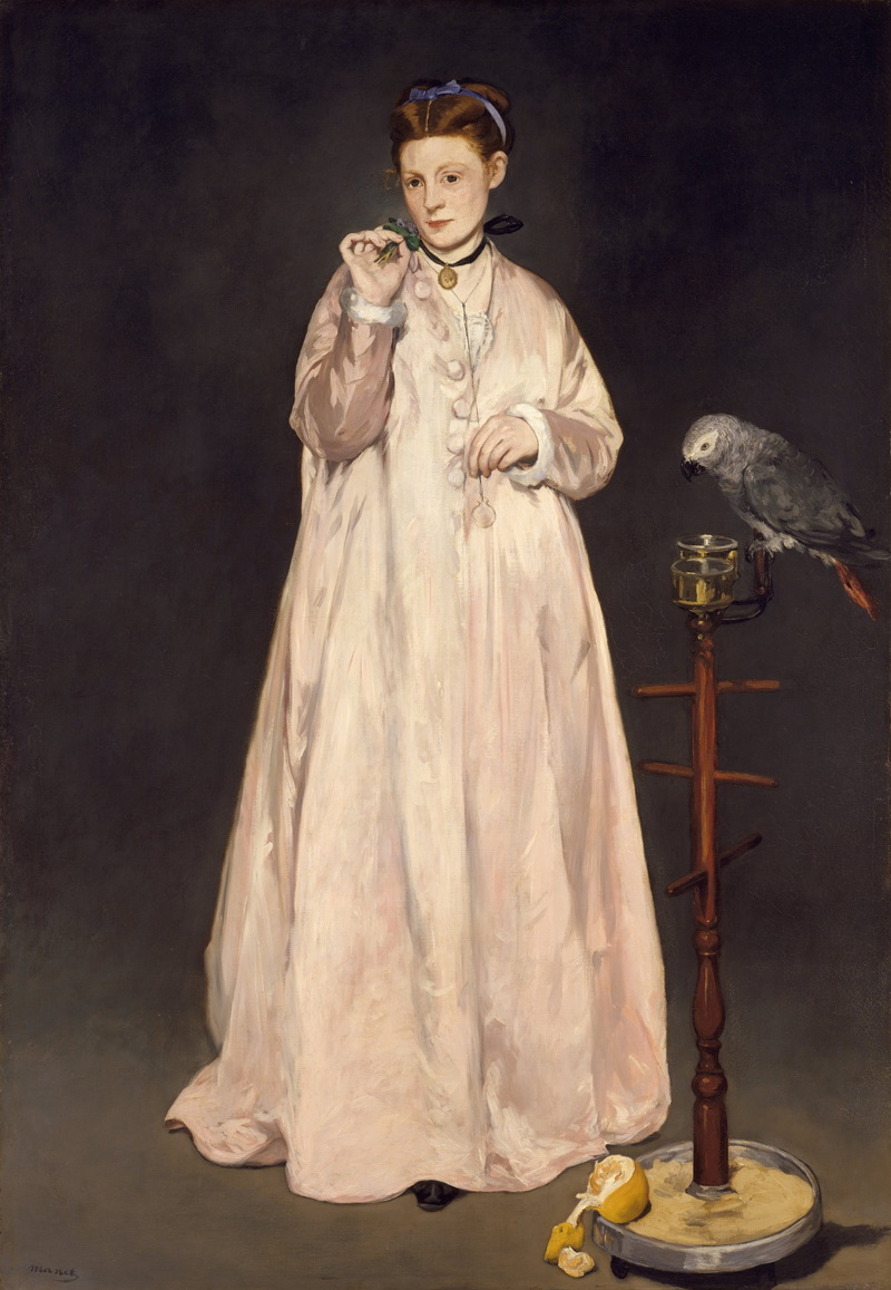 A019086《女人与鹦鹉》法国画家爱德华·马奈高清作品 油画-第1张