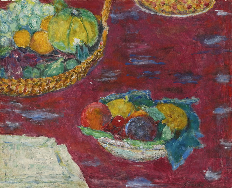 A026007《水果的切块和篮子》法国画家皮埃尔·博纳尔高清作品 油画-第1张
