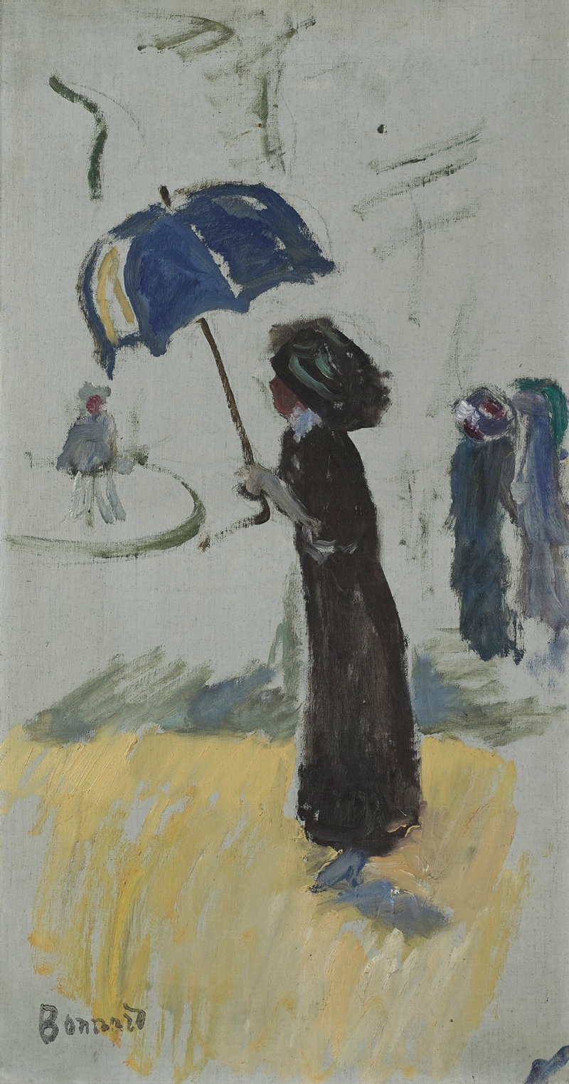 A026015《带伞的女人》法国画家皮埃尔·博纳尔高清作品 油画-第1张