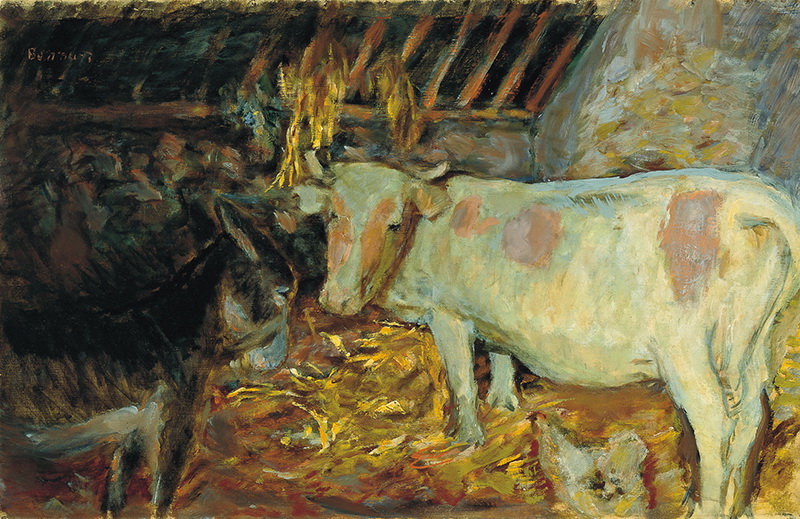 A026049《谷仓(马厩里的牛)》法国画家皮埃尔·博纳尔高清作品 油画-第1张