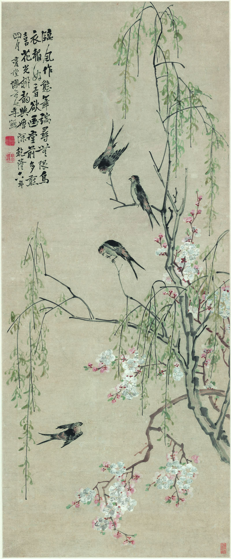 B2054017《桃花柳燕图》清代画家李复堂高清作品 清代-第1张