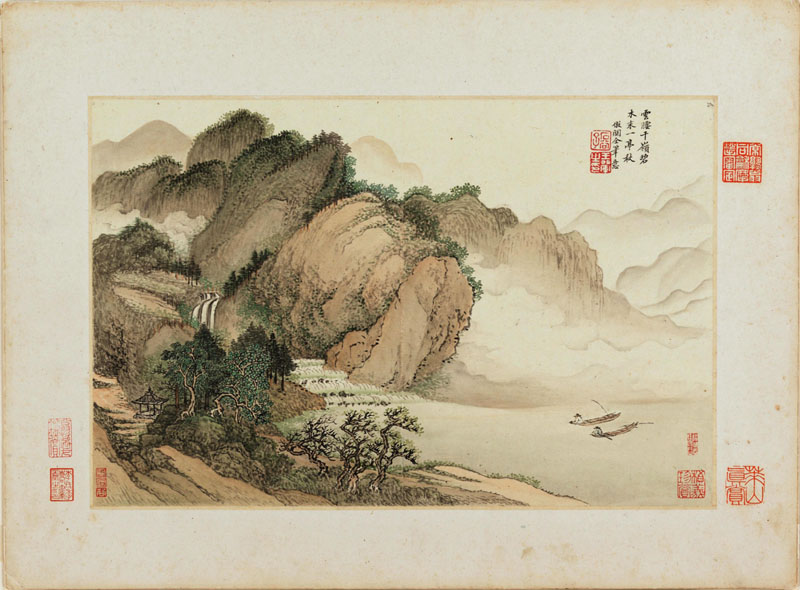 B2093074《仿古山水图册 碧岭秋亭》清代画家王翚 王时敏高清作品 清代-第1张