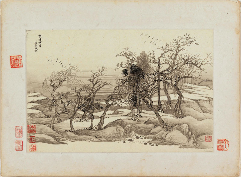 B2093077《仿古山水图册 寒林古岸(一)》清代画家王翚 王时敏高清作品 清代-第1张