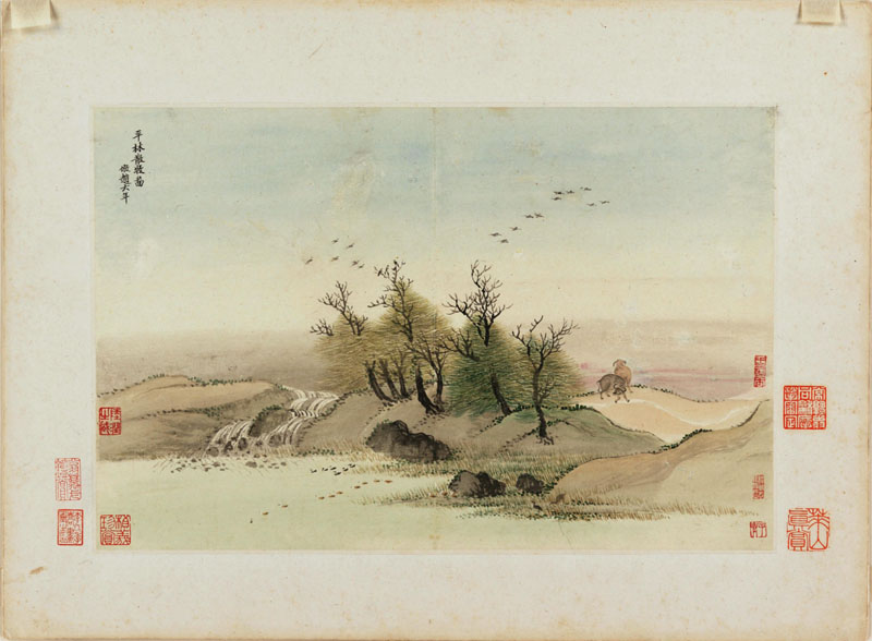 B2093079《仿古山水图册 平林散牧》清代画家王翚 王时敏高清作品 清代-第1张