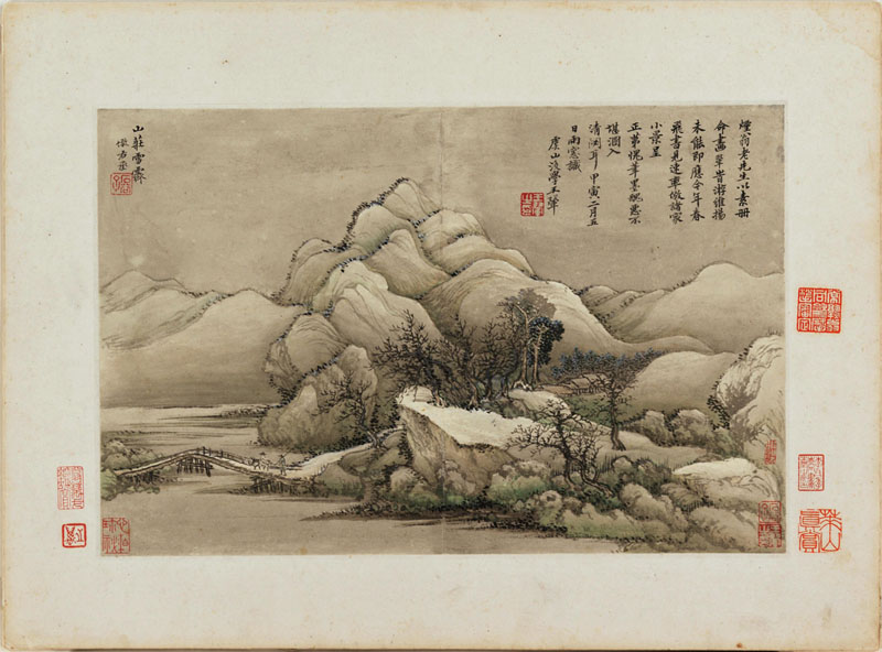 B2093081《仿古山水图册 山庄雪霁》清代画家王翚 王时敏高清作品 清代-第1张