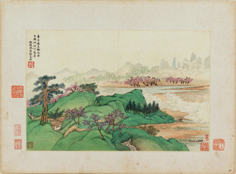 B2093082《仿古山水图册 桃花春水》清代画家王翚 王时敏高清作品 清代-第1张