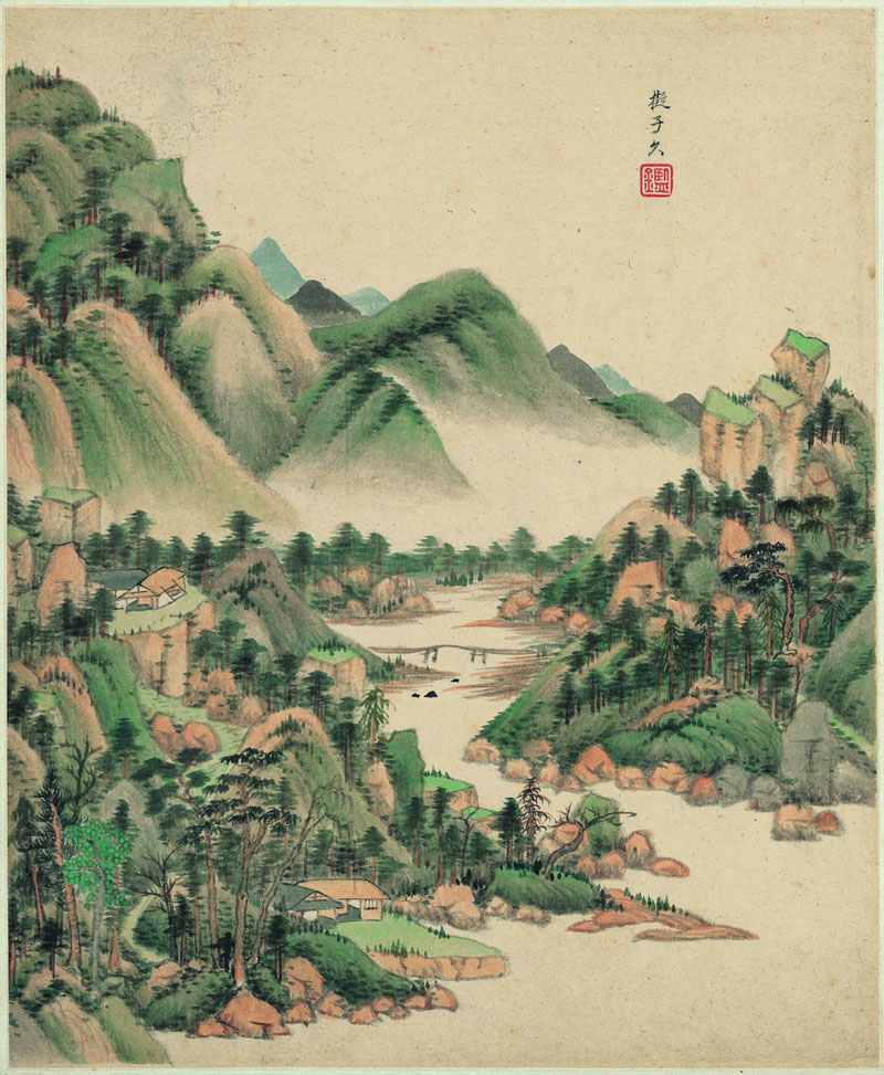 B2094001《仿古山水册一》清代画家王鉴高清作品 清代-第1张