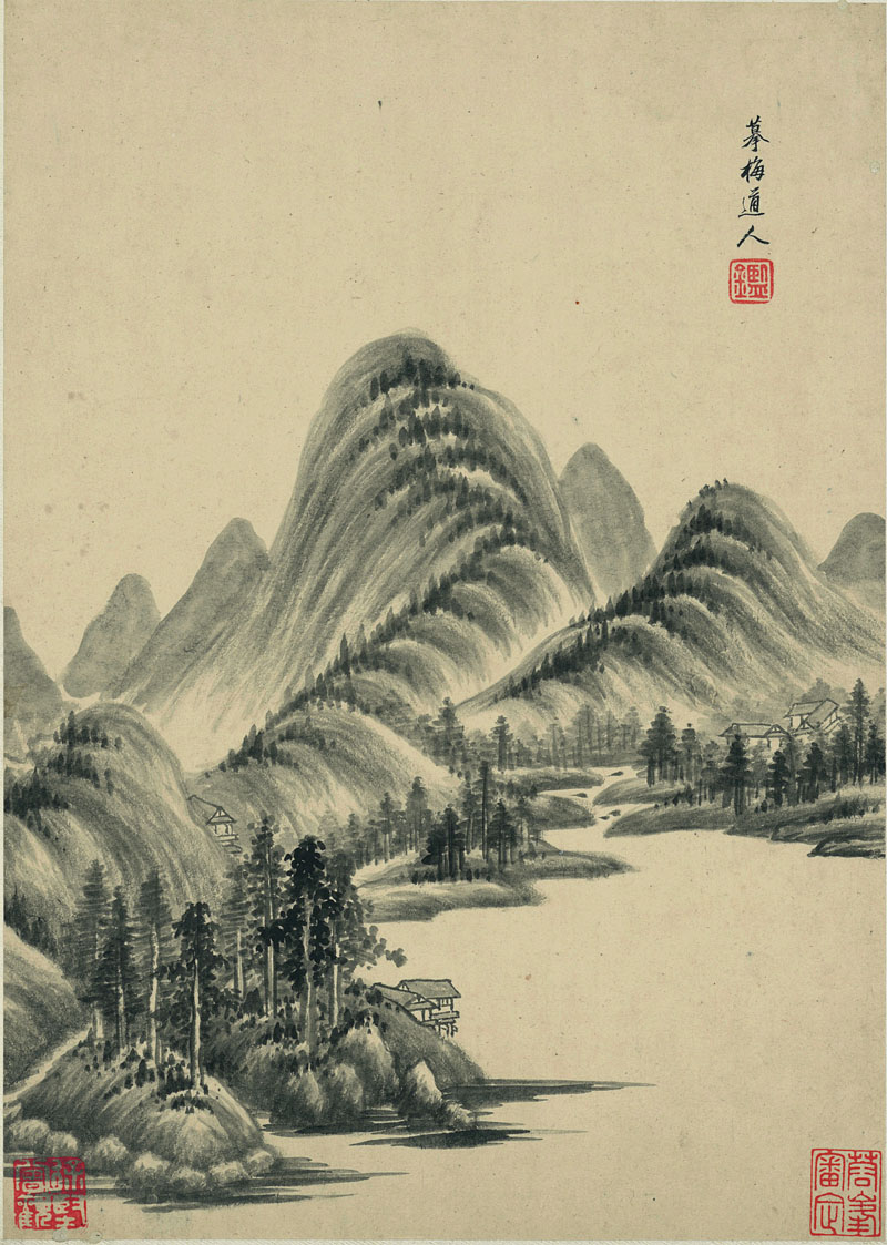 B2094012《仿古山水图册之四》清代画家王鉴高清作品 清代-第1张