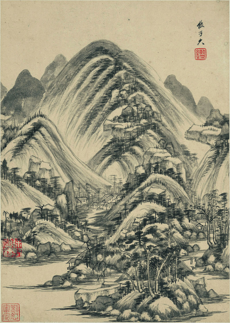 B2094018《仿古山水图册之十》清代画家王鉴高清作品 清代-第1张