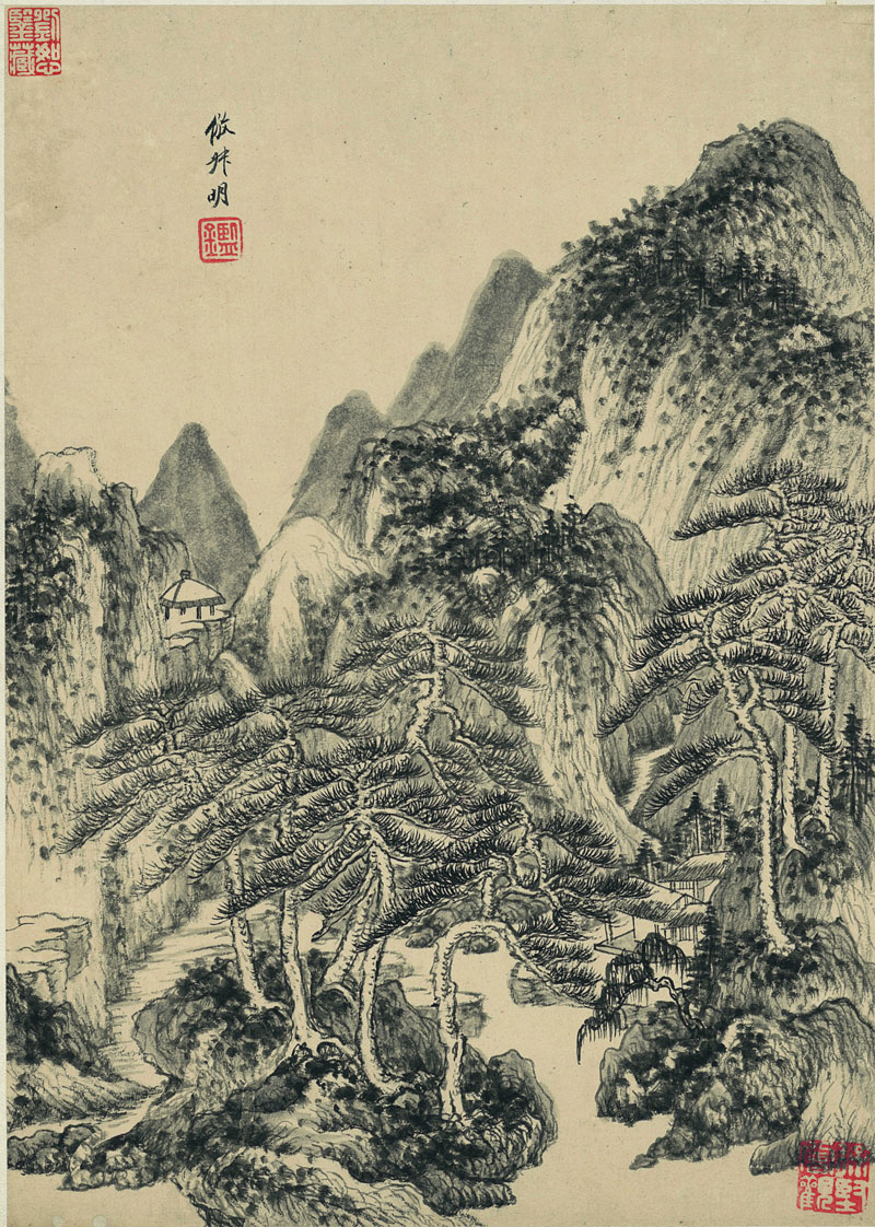 B2094026《仿古山水图册之十八》清代画家王鉴高清作品 清代-第1张