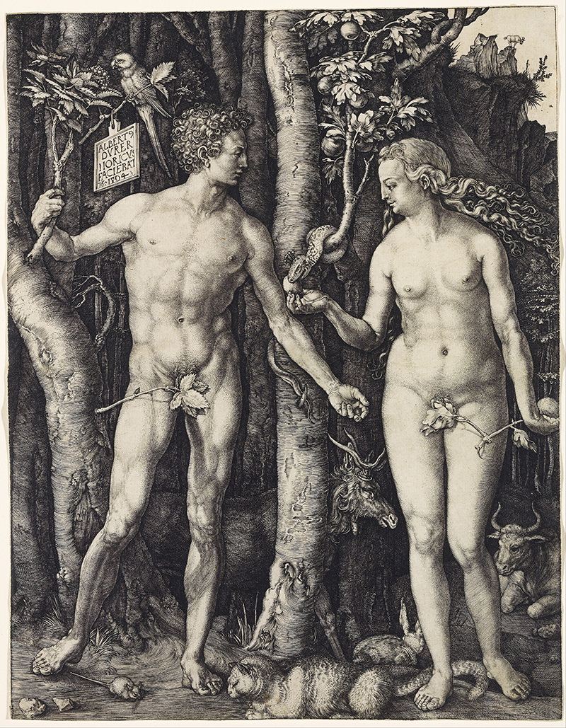 A027008《亚当和夏娃》德国画家阿尔布雷特·丢勒高清作品 德国-第1张