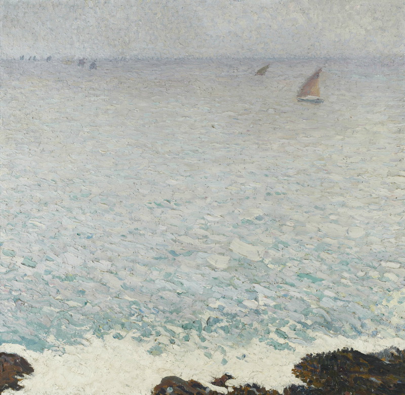 A031028《海边》法国画家亨利·马丁高清作品 油画-第1张