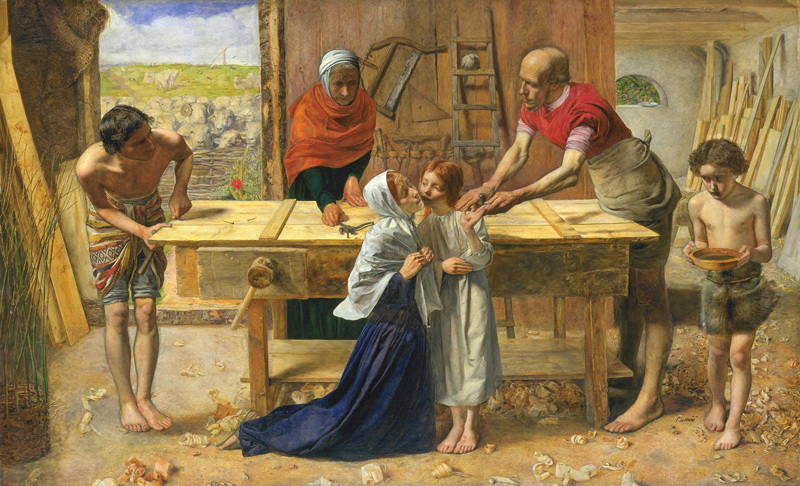 A035004《基督在父母家中》英国画家约翰·埃弗里特·米莱斯高清作品 油画-第1张