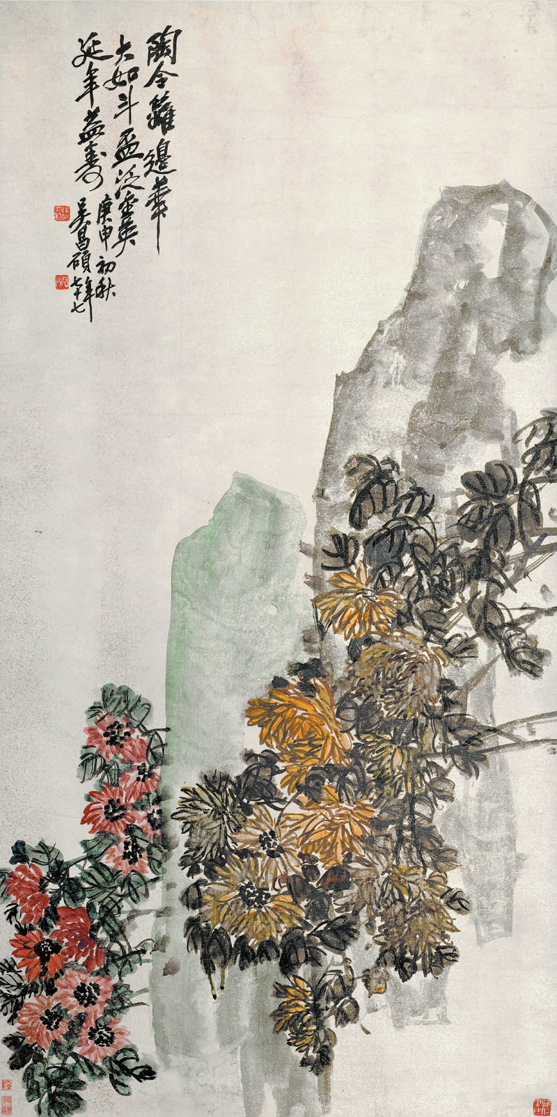 B2101026《菊花图》清代画家吴昌硕高清作品 清代-第1张