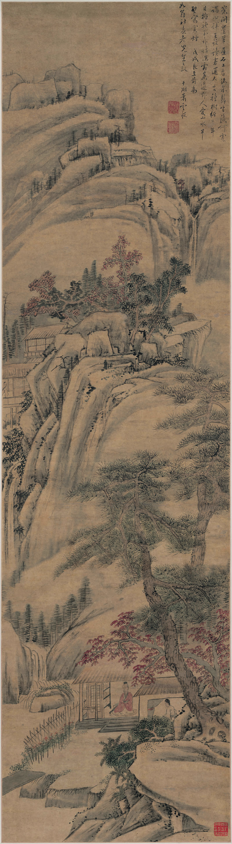 B2107011《秋岭山泉图》清代画家萧云从高清作品 清代-第1张