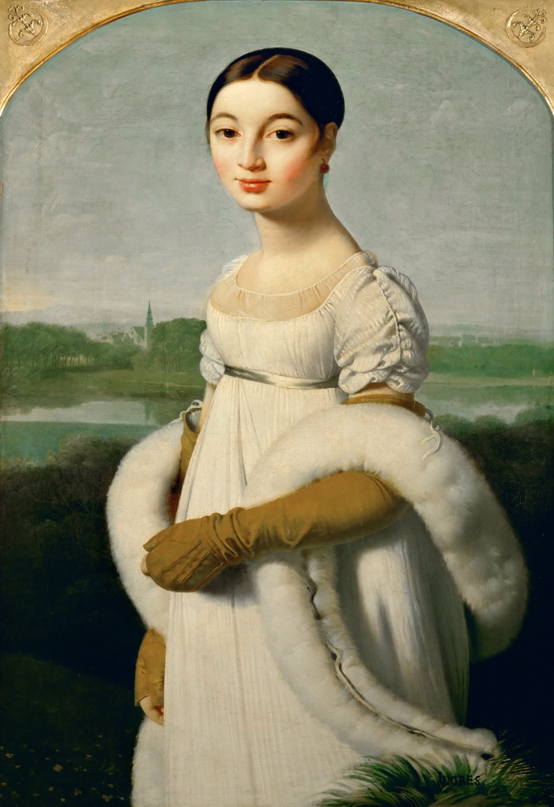 A034003《凯罗琳·里维勒小姐的画像》法国画家让·奥古斯特·多米尼克·安格尔高清作品 油画-第1张