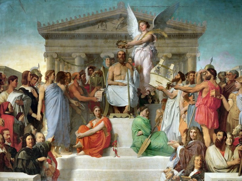 A034007《荷马礼赞》法国画家让·奥古斯特·多米尼克·安格尔高清作品 油画-第1张