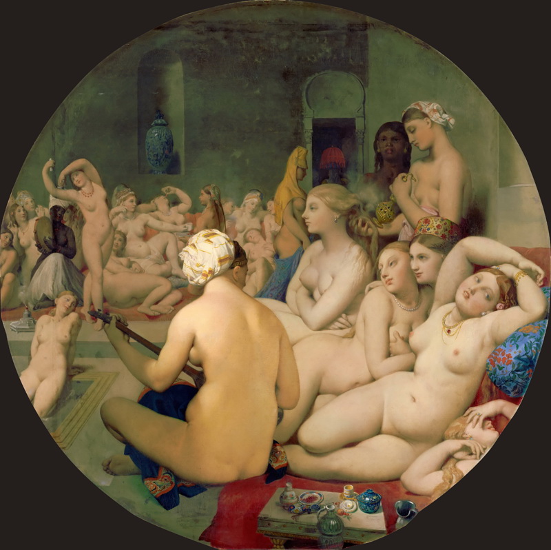 A034008《土耳其浴室》法国画家让·奥古斯特·多米尼克·安格尔高清作品 油画-第1张