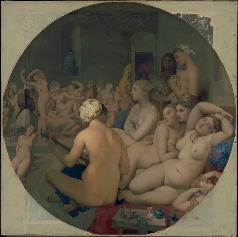 A034016《土耳其的浴室》法国画家让·奥古斯特·多米尼克·安格尔高清作品 油画-第1张
