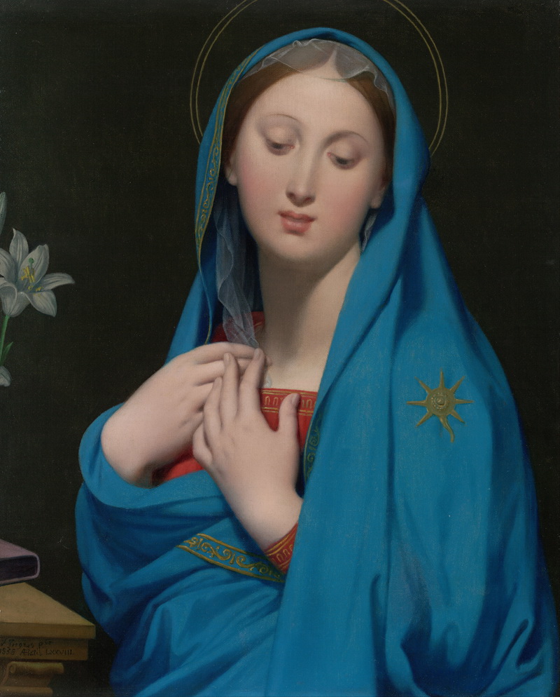 A034020《百合圣母》法国画家让·奥古斯特·多米尼克·安格尔高清作品 油画-第1张