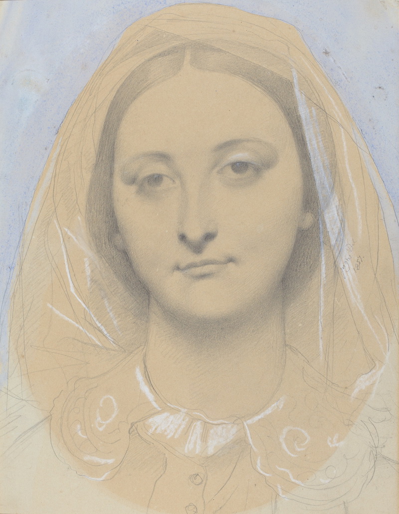 A034024《玛丽·德·博尔德里恩小姐》法国画家让·奥古斯特·多米尼克·安格尔高清作品 油画-第1张