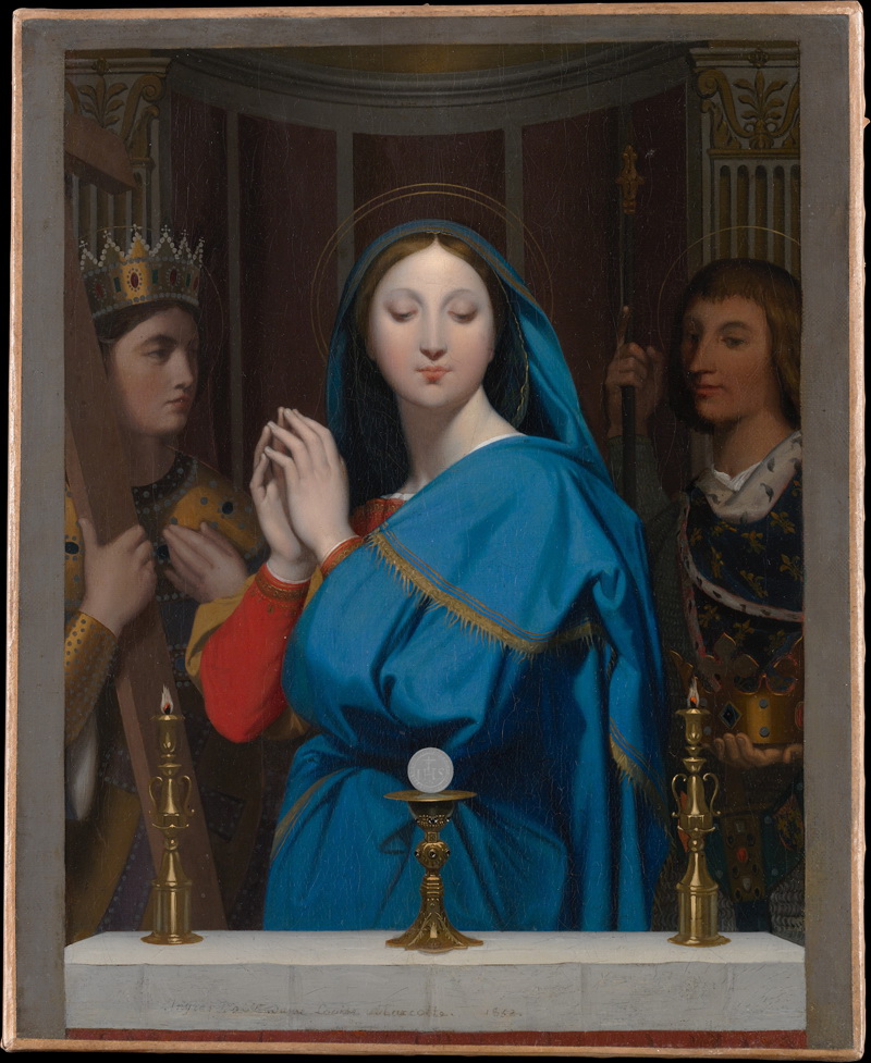 A034027《主持的圣母玛利亚》法国画家让·奥古斯特·多米尼克·安格尔高清作品 油画-第1张