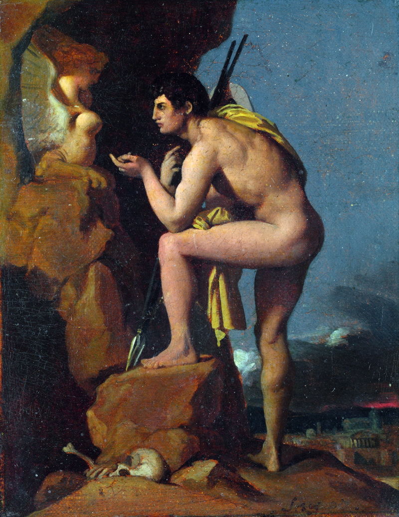 A034046《奥迪普斯和斯芬克斯》法国画家让·奥古斯特·多米尼克·安格尔高清作品 油画-第1张