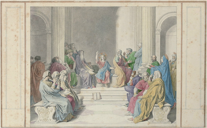 A034059《群医中的基督》法国画家让·奥古斯特·多米尼克·安格尔高清作品 油画-第1张