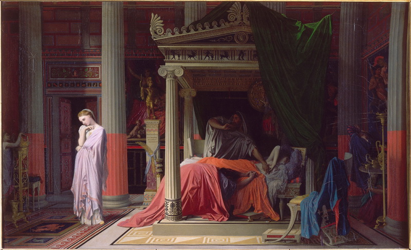 A034076《Antiochus和Stratonice》法国画家让·奥古斯特·多米尼克·安格尔高清作品 油画-第1张