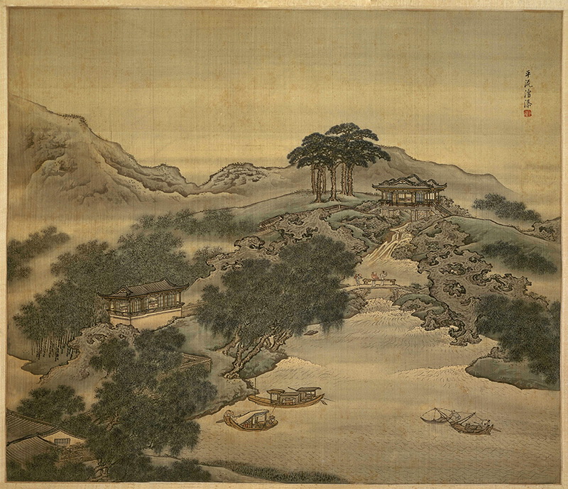 B2122020《山水四条屏-扬州四景 平流涌瀑》清代画家袁耀高清作品 清代-第1张