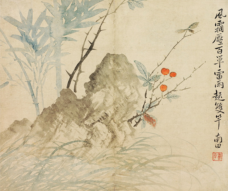 B2124002《花卉图（六幅）二竹石图》清代画家恽寿平高清作品 清代-第1张
