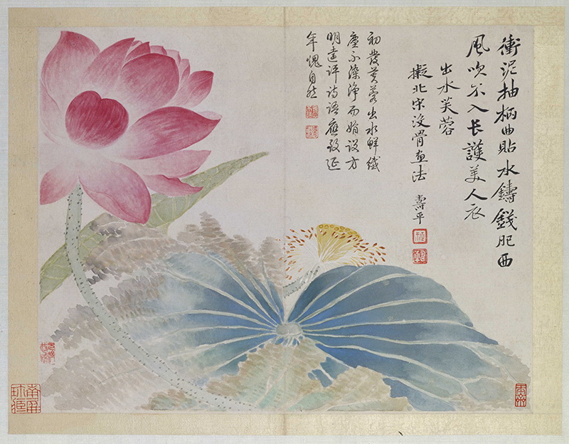 B2124101《山水花鸟图册之荷花》清代画家恽寿平高清作品 清代-第1张