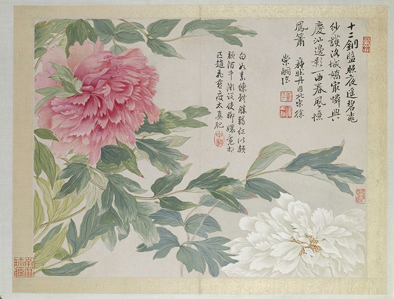 B2124104《山水花鸟图册之牡丹》清代画家恽寿平高清作品 清代-第1张